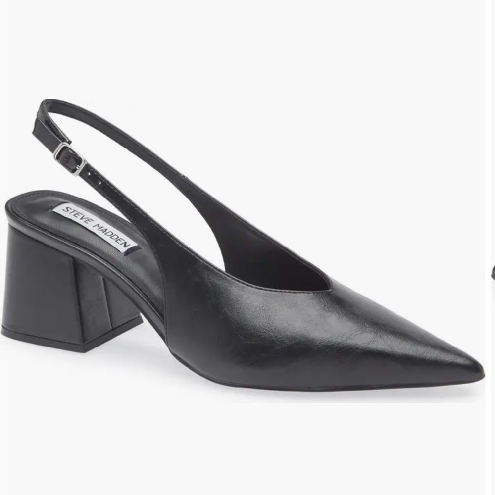 Steve Madden Faryn Black Pointed Slingback Heels